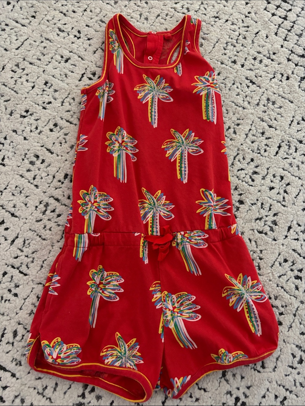 Stella McCartney Red Palm-Print Sleeveless Kids Romper